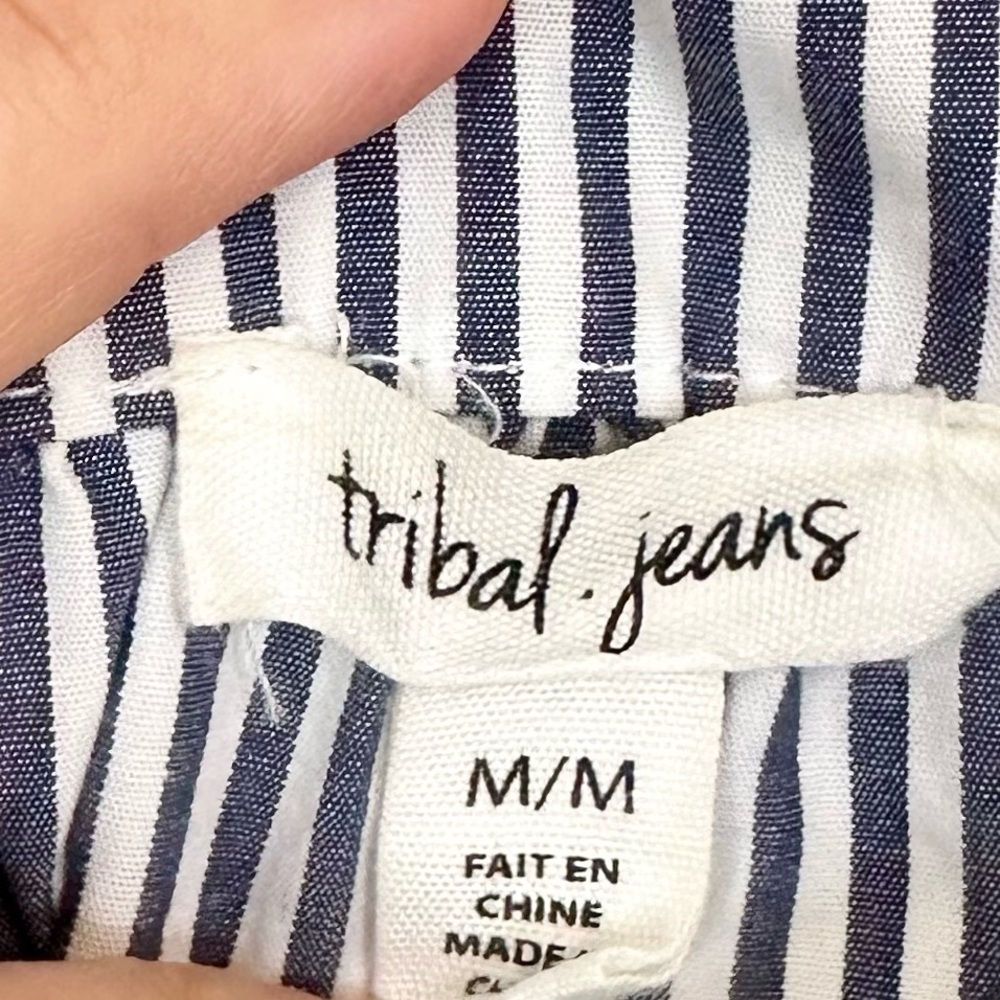 Tribal Jeans Striped Off-Shoulder Top with Floral Embroidery - Size: Medium - Picture 3 of 9